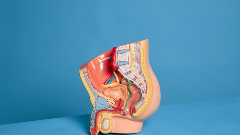 Anatomy diagram of male pelvic floor muscles highlighting the PC muscle location for endurance training