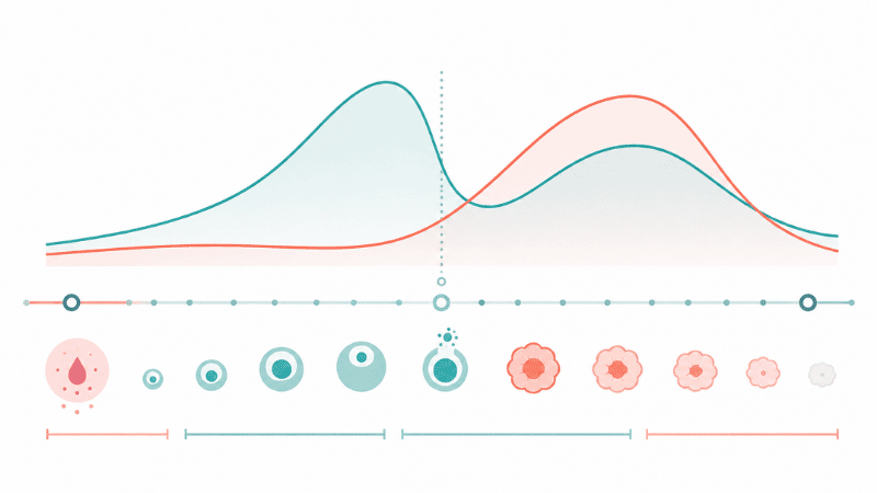 Diagram showing estrogen and progesterone fluctuations across the female menstrual cycle