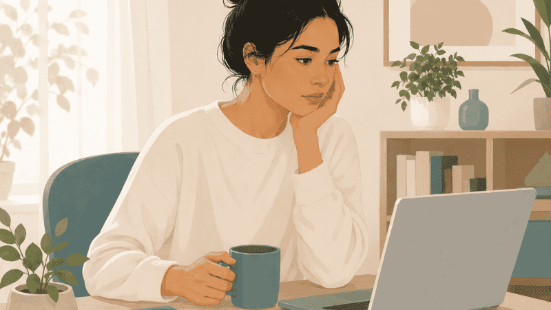 Young adult researching chlamydia symptoms privately on a device representing STI awareness and sexual health