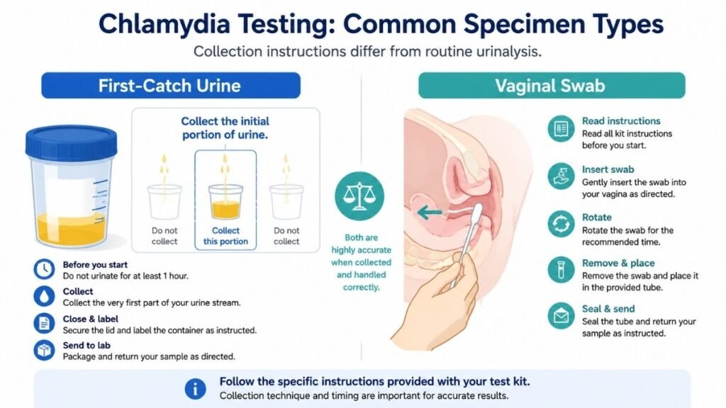 First-catch urine and vaginal swab sample collection for chlamydia testing